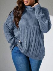 Акція на Светр жіночий SHEIN GD-00193802 3XL Сіро-блакитний від Rozetka