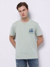Акция на Футболка бавовняна довга чоловіча Colin's CL1074126MNT XL Mint з принтом от Rozetka