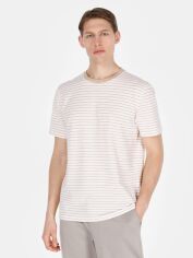 Акція на Футболка бавовняна довга чоловіча Colin's CL1074200BED S Beige Striped з принтом від Rozetka