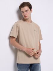 Акція на Футболка бавовняна довга чоловіча Colin's CL1074149DBG S Dark Beige з принтом від Rozetka