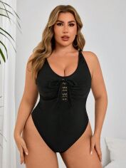 Акція на Купальник суцільний жіночий SHEIN GD-00211000 2XL Чорний від Rozetka