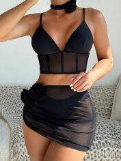 Акція на Комплект (купальник + пляжне парео) жіночий SHEIN GD-00221695 L Чорний від Rozetka
