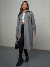 Акція на Куртка демісезонна жіноча SHEIN GD-00197026 XS Темно-сіра від Rozetka