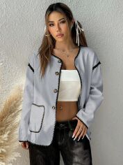Акція на Жіночий піджак SHEIN GD-00200565 L Світло-сірий від Rozetka