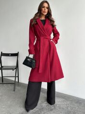 Акція на Жіноче пальто SHEIN GD-00197066 S Бордове від Rozetka