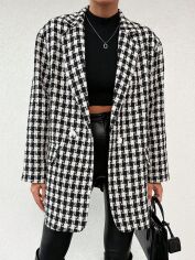 Акція на Жіноче пальто SHEIN GD-00198956 L Чорне з білим від Rozetka