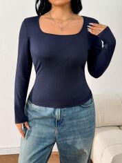Акція на Жіночий лонгслів SHEIN GD-00215761 2XL Темно-синій від Rozetka