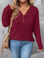 Акція на Жіночий лонгслів SHEIN GD-00224332 2XL Бордовий від Rozetka