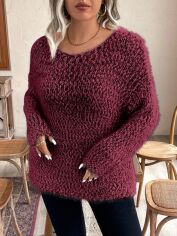 Акція на Джемпер жіночий SHEIN GD-00219876 3XL Бордовий від Rozetka
