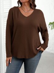 Акція на Футболка довга жіноча SHEIN GD-00224049 4XL Коричнева від Rozetka
