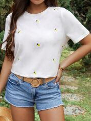 Акція на Футболка довга жіноча SHEIN GD-00213860 L Біла від Rozetka
