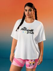 Акція на Футболка оверсайз довга жіноча SHEIN GD-00214122 1XL Біла від Rozetka