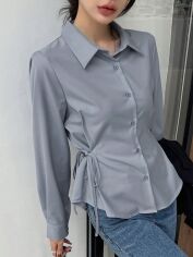 Акция на Сорочка жіноча SHEIN GD-00213737 L Блакитна от Rozetka