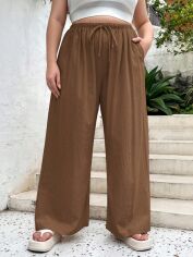 Акція на Штани жіночі SHEIN GD-00195082 0XL Коричневі від Rozetka
