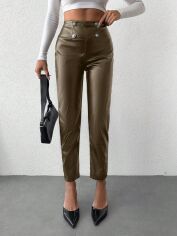 Акция на Штани зі штучної шкіри жіночі SHEIN GD-00200750 XL Зелені от Rozetka