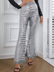 Акція на Штани жіночі SHEIN GD-00169497 L Сріблясті від Rozetka