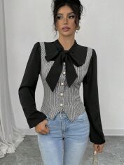 Акція на Блузка жіноча SHEIN GD-00198935 S Чорна від Rozetka