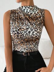 Акция на Блузка жіноча SHEIN GD-00215415 S Коричнева от Rozetka
