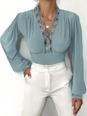 Акція на Блузка жіноча SHEIN GD-00227803 XL Зелена від Rozetka