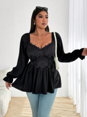 Акція на Блузка жіноча SHEIN GD-00216182 1XL Чорна від Rozetka