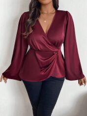 Акція на Блузка жіноча SHEIN GD-00215829 1XL Бордова від Rozetka