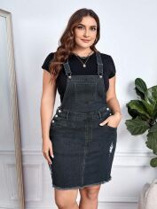 Акція на Сарафан джинсовий жіночий SHEIN GD-00211461 3XL Чорний від Rozetka