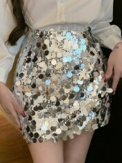 Акція на Спідниця літня жіноча SHEIN GD-00224520 L Срібна від Rozetka