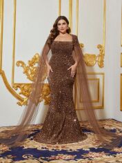 Акція на Сукня осіння жіноча SHEIN GD-00224884 5XL Коричнева від Rozetka