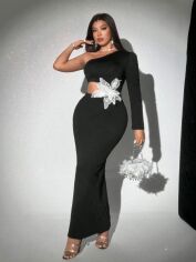 Акція на Сукня осіння жіноча SHEIN GD-00216108 1XL Чорна від Rozetka