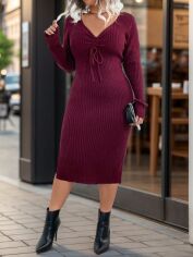 Акція на Сукня осіння жіноча SHEIN GD-00193561 0XL Бордова від Rozetka