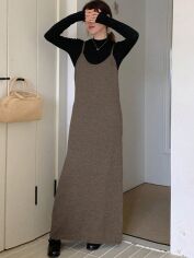 Акція на Сукня осіння жіноча SHEIN GD-00213560 L Коричнева від Rozetka