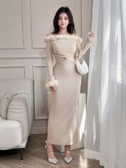 Акція на Сукня осіння жіноча SHEIN GD-00212141 L Кремова від Rozetka