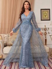 Акція на Сукня осіння жіноча SHEIN GD-00224994 M Сіро-блакитна від Rozetka