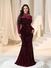 Акція на Сукня осіння жіноча SHEIN GD-00216091 1XL Бордова від Rozetka