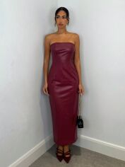 Акція на Плаття зі штучної шкіри довге осіннє жіноче SHEIN GD-00179441 S Бордове від Rozetka