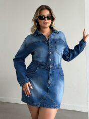 Акція на Плаття коротке осіннє жіноче SHEIN GD-00211213 3XL Синє від Rozetka