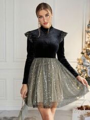Акція на Плаття вечірнє коротке осіннє жіноче SHEIN GD-00197956 L Чорне від Rozetka