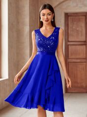 Акция на Плаття вечірнє міді літнє жіноче SHEIN GD-00195951 M Синє от Rozetka