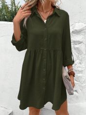 Акція на Плаття-сорочка міді літнє жіноче SHEIN GD-00198193 L Зелене від Rozetka