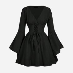 Акция на Плаття коротке осіннє жіноче SHEIN GD-00211766 XS Чорне от Rozetka