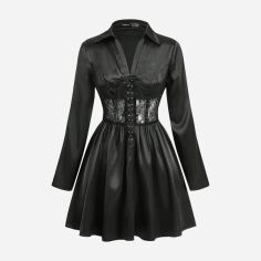 Акція на Плаття коротке осіннє жіноче SHEIN GD-00214189 M Чорне від Rozetka