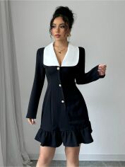 Акція на Плаття коротке осіннє жіноче SHEIN GD-00209848 M Чорна з Чорне з білим від Rozetka