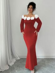 Акція на Плаття вечірнє довге осіннє жіноче SHEIN GD-00193346 XL Червоне від Rozetka