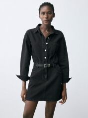 Акція на Плаття-сорочка коротке осіннє жіноче SHEIN GD-00213371 L Чорне від Rozetka