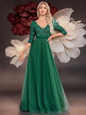 Акція на Сукня вечірня довга літня жіноча SHEIN GD-00196393 2XL Темно-зелена від Rozetka
