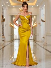 Акція на Сукня жіноча SHEIN GD-00222224 L Гірчична від Rozetka