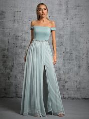 Акція на Плаття вечірнє довге літнє жіноче SHEIN GD-00145743 S Сіре з зеленим від Rozetka