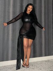 Акція на Плаття вечірнє коротке осіннє жіноче SHEIN GD-00193113 4XL Чорне від Rozetka