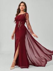 Акція на Сукня осіння жіноча SHEIN GD-00196547 L Бордова від Rozetka