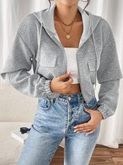Акция на Толстовка жіноча SHEIN GD-00228167 S Сіра от Rozetka